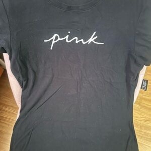 PINK Victoria's Secret Black Tee with White Logo